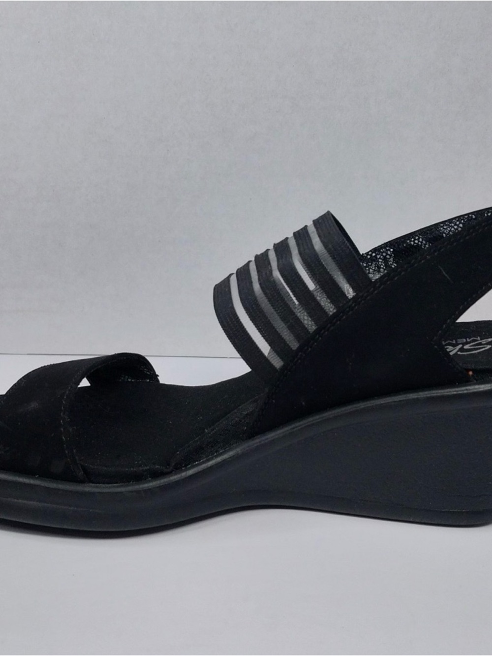 skechers cali rumble sci fi Women's Black Wedge Sandals with Elastic Strap 8 - Picture 8 of 11